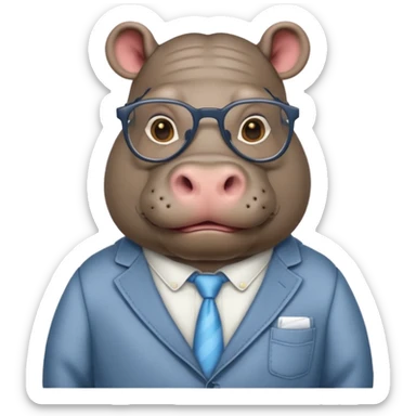hippo with clothes and wearing glasses sticker