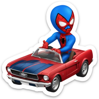 Spider-Man in a 65 fastback Mustang sticker