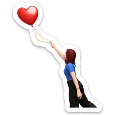 girl reaching for heart balloon sticker