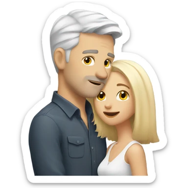 White man - short grey hair - no facial hair - kisses blonde girl  sticker