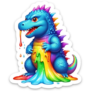 godzilla rainbow puke sticker
