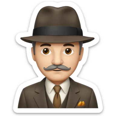 Mobster with Suit with grey mustach and colored hat sticker