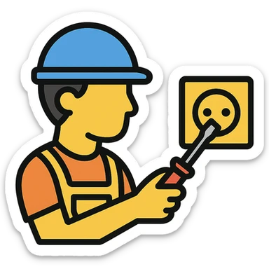 electrician fixing a wall socket sticker