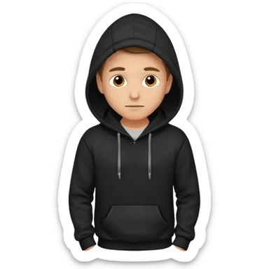fullbody Mysterious shy caucasian man in black hoodie, hands in pockets and black pants sticker