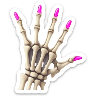 skeleton hand with long pink nails sticker