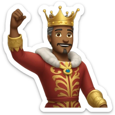 king stretching his arms out sticker