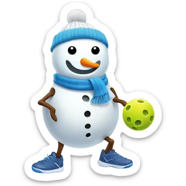 Snowman playing Pickleball  sticker