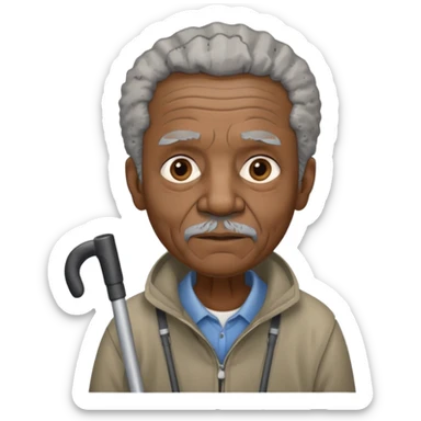 Old black man with crutches sticker