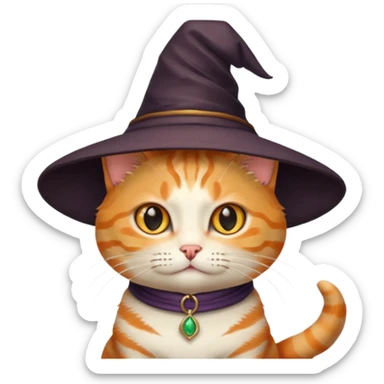 cat with a witch hat sticker