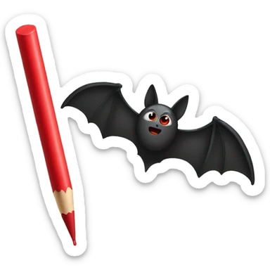 Bat with a red crayon sticker