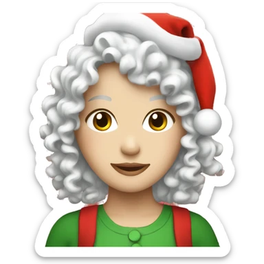 curly white girl with a christmas hat sticker