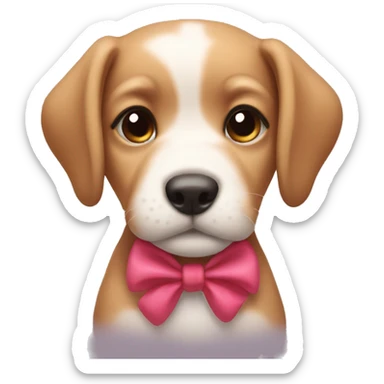 Puppy with a bow on her head sticker
