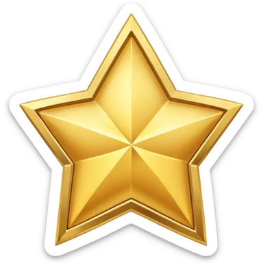 JUST THE CIRCLE golden medal in star shape, central empty space, details in border, golden sticker