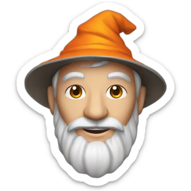 portrait smiling of a wizard style of Merlin, with orange cap sticker