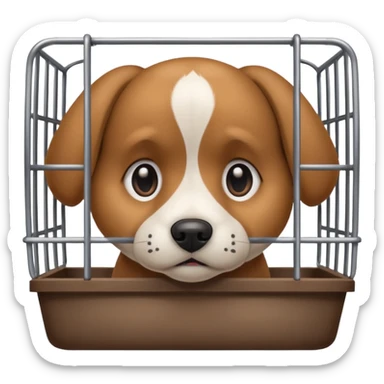 dog in dog cage sticker