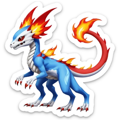 Skeletal Koraidon-Veemon-Digimon-Latias-Peppercat-Pokémon-Flamedramon-fusion-animal-hybrid-creature, Full body  sticker