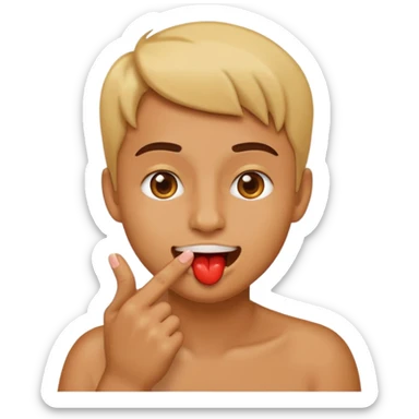 Emoji enamorado mordiéndose el dedo sticker