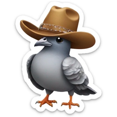 pigeon with cowboy hat and cowboy boots sticker
