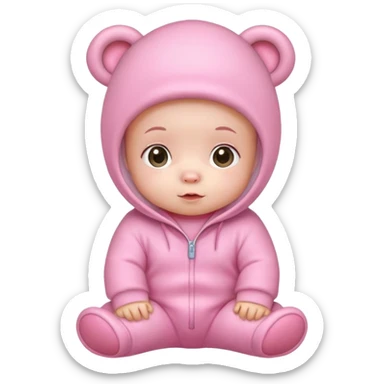 Cute baby with a pink bear jumpsuit  sticker