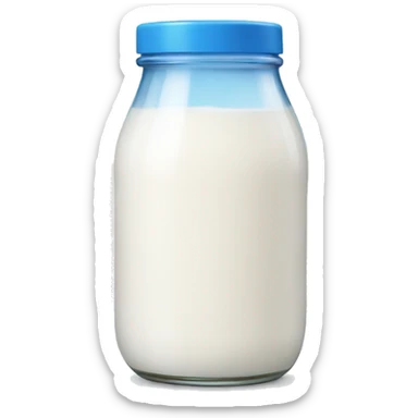 Glass milk jar with blue label sticker