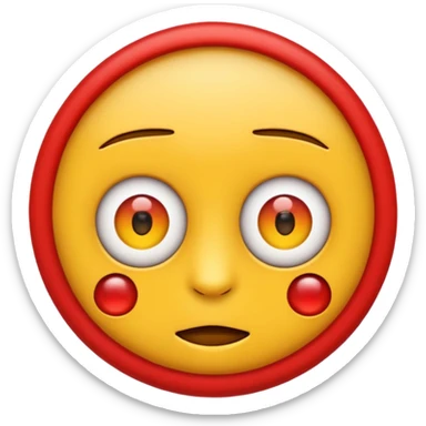 Crea un emoji kn los ojos rojos, k estén entre abiertos, sticker