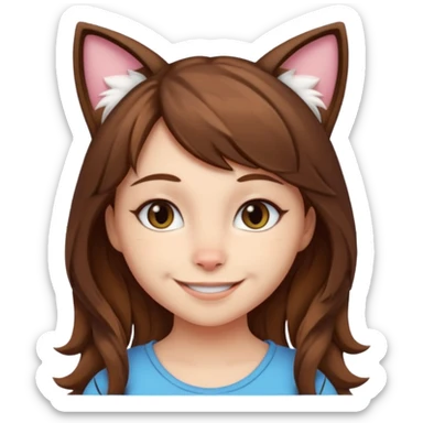 a girl with brown hair, cat ears and a tail saying "im lauren" sticker