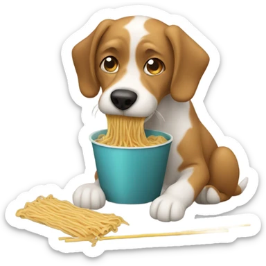 Dog eating noodles sticker