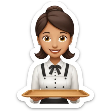 Cafe waiter woman with tray sticker