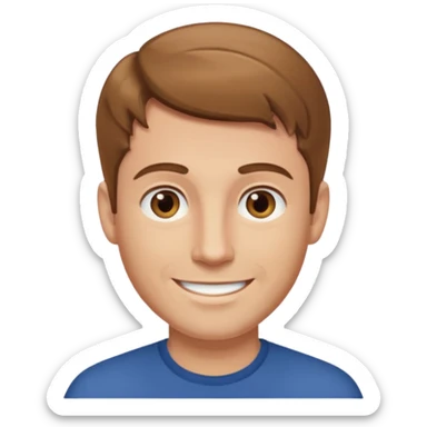 homme cheveux court marron clair sans barbe sourrir sticker