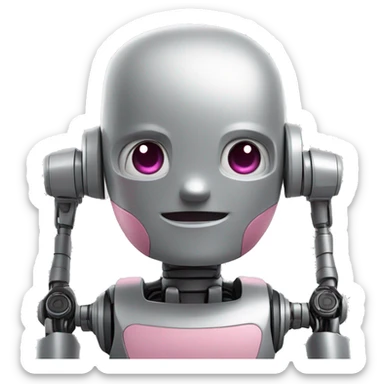 emoji robot gris y rosa simpático sticker