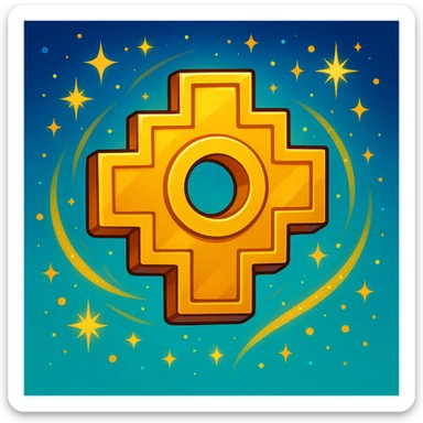 Chakana Andean cross in Disney style, vibrant, magical, gold color sticker