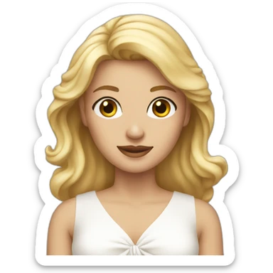 blonde woman in a white dress sticker