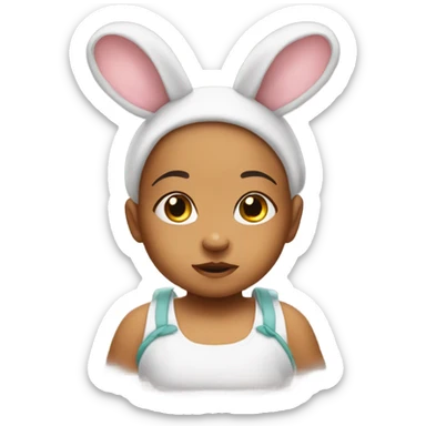 cute cragon baby with bunny ear headband sticker