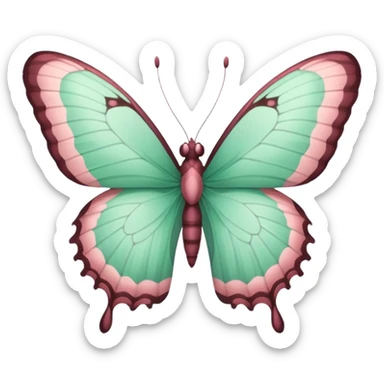 Beautiful mint green and warm dusty rose butterfly with detailed wings sticker