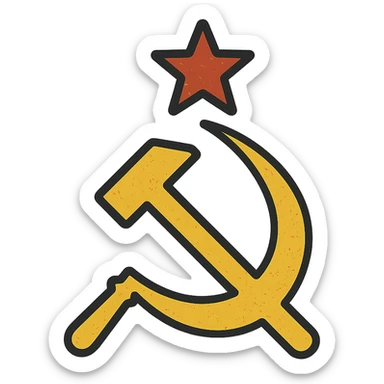 Soviet Union sign, hammer and sickle, vintage look, distressed red and gold, no text sticker