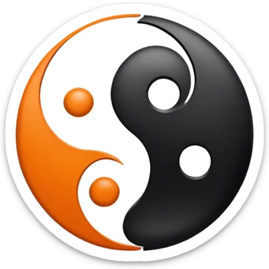 Orange and black ying yang sticker