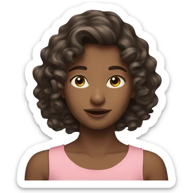 Young model brunet wavy hair sticker