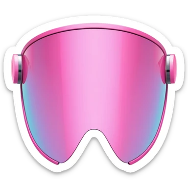 oversized frameless pink shield visor, futuristic Y2K style, wrap-around one-piece lens sticker