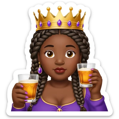 Chunky black woman with braids drinking crown royal sticker