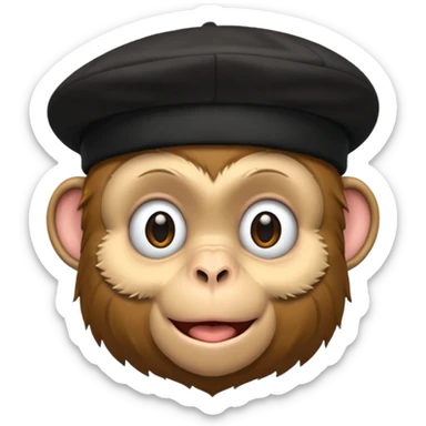 Monkey wearing black beret sticker