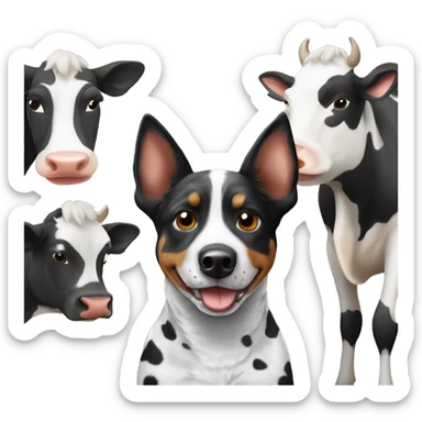 Black and white spotted Australian cattle dog with cows sticker