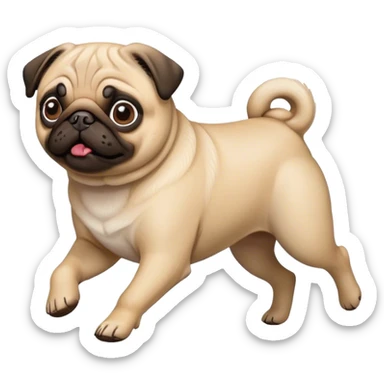 Pug running really fast sticker
