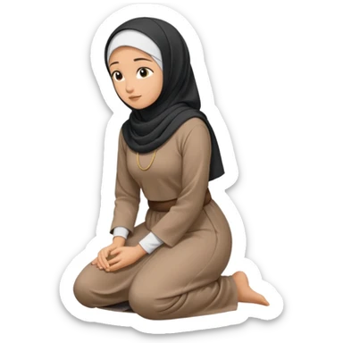 Woman Kneeling for Islamic prayer side view sticker