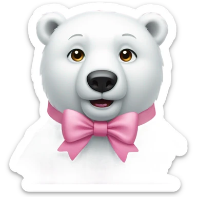 a polar bear in a pink bow sticker