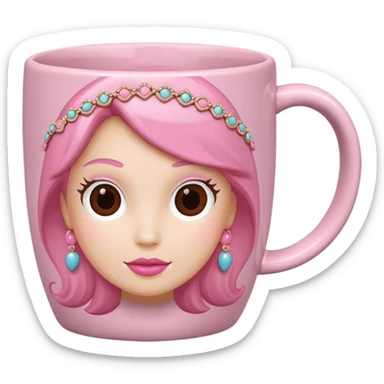 Ultra Realistic Pink coffee mug with detailed girly embellishments  sticker