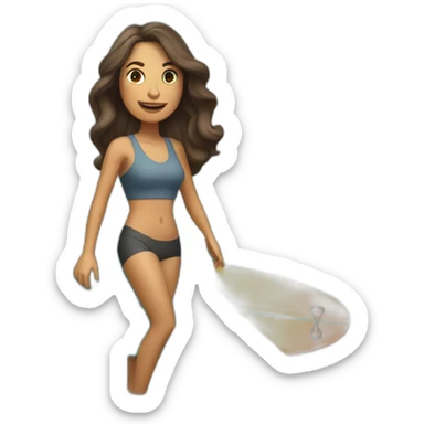 mujer de 30 años morena haciendo surf en la ciudad sticker