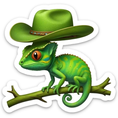 Chameleon with cowboy hat sticker