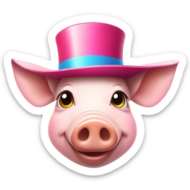 Pig with hat sticker
