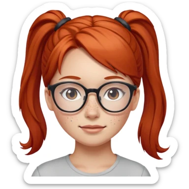red haired Ponytail Girl with Glasses sticker