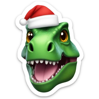 A dinosaur with a Santa hat sticker